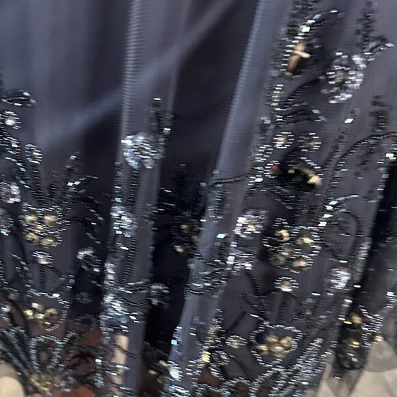 Mac Duggal Rare Charcoal ONE SHOULDER BEADED EMBELLISHED TRAPEZE MINI DRESS Sz 2 - Picture 9 of 10